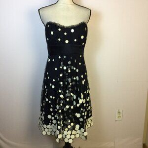 Badgley Mishka Strapless Party Dress Size 10 Womans Black Polka Dot Embellished
